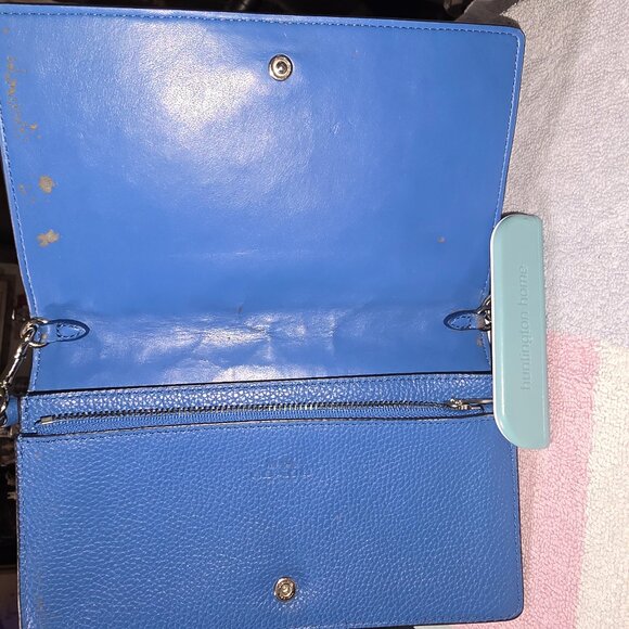 Coach Pebbled Ombre Rivet Foldover Crossbody Lapis Blue 57863 - Picture 3 of 6